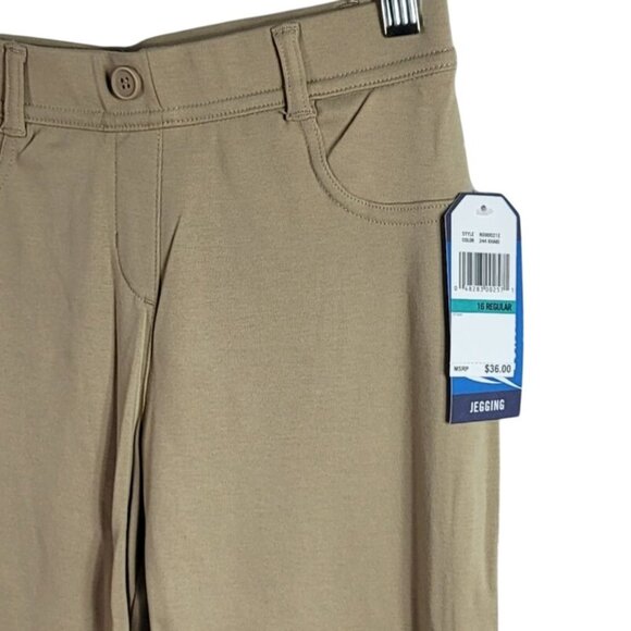 Nautica School Uniform Jeggings Khaki SZ 16 Pants Flat Front Pull On Pockets NWT - Picture 4 of 8